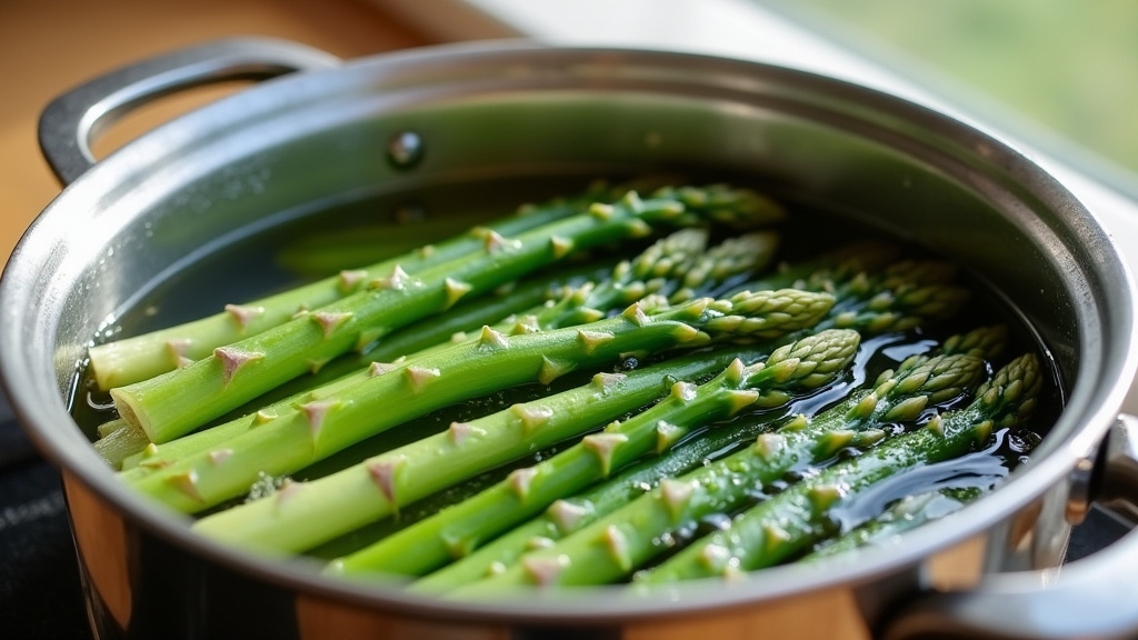 Asperges vertes cuites à la vapeur dans un panier