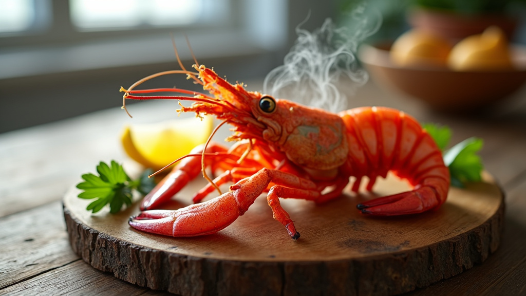Plateau de fruits de mer avec des langoustines fraîches prêtes à être dégustées