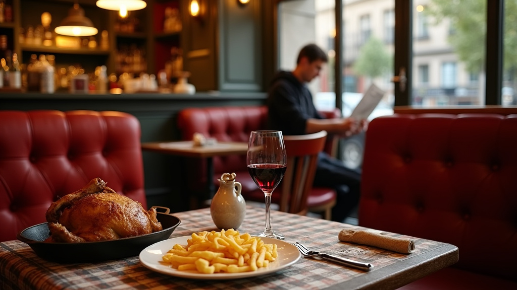 Plat emblématique de poulet-frites servi au Bar Fleuri