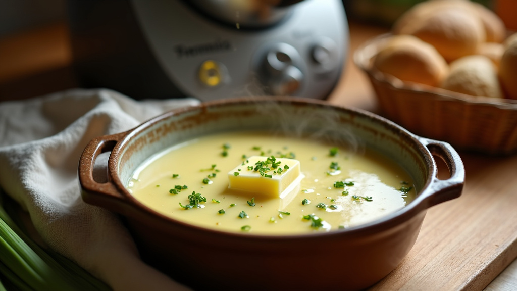 Fondue de poireaux servie en accompagnement avec du poisson