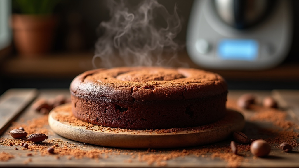 Ingrédients pour gâteau au chocolat Thermomix disposés sur plan de travail