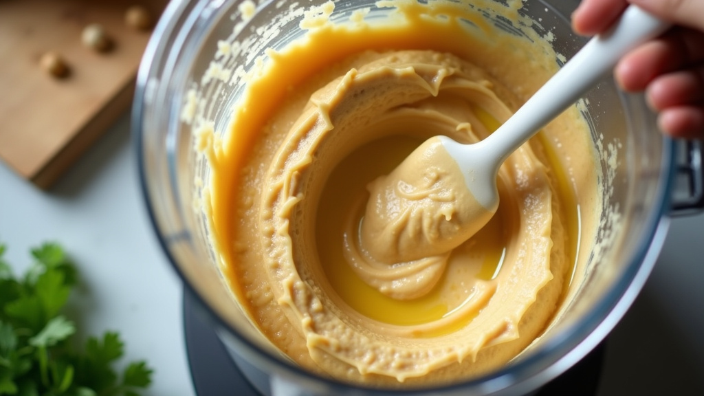 Houmous crémeux préparé avec un Thermomix, accompagné de légumes croquants et de pain pita grillé