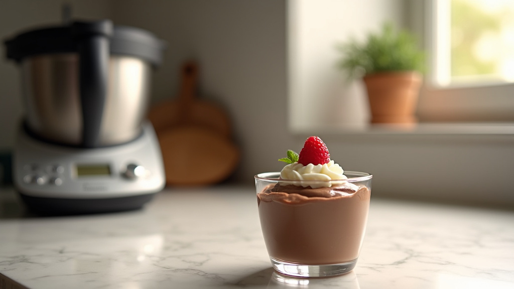 Ingrédients et matériel pour la mousse au chocolat Thermomix