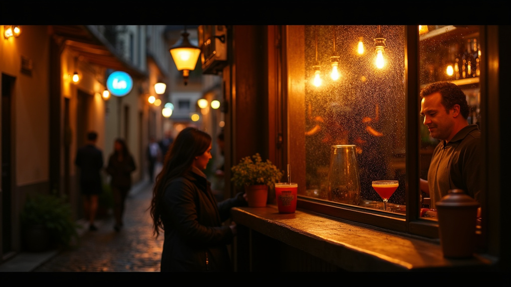 Groupe d'amis riant et trinquant dans un bar convivial