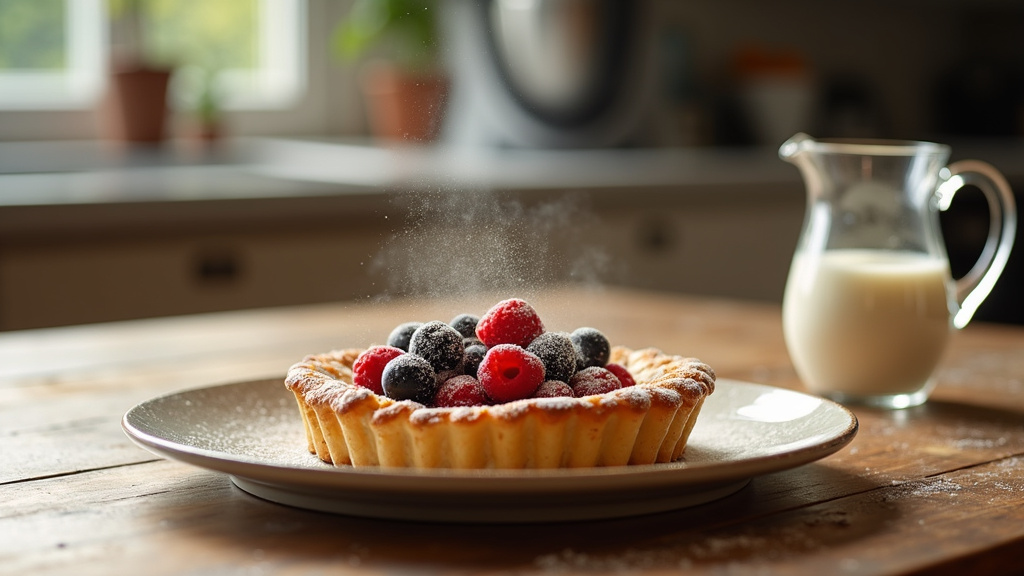 Ingrédients de la pâte sablée disposés sur un plan de travail