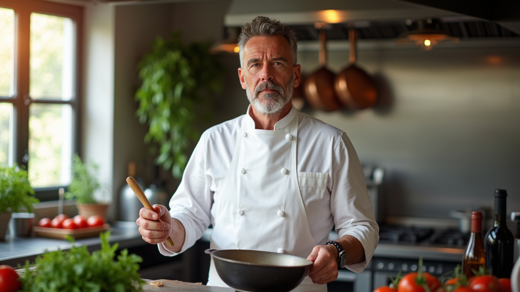 Philippe Etchebest en train de donner une démonstration culinaire
