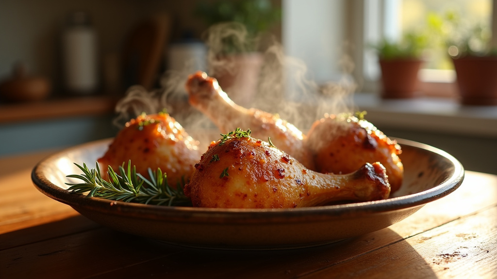 Pilons de poulet disposés sur une grille dans le four