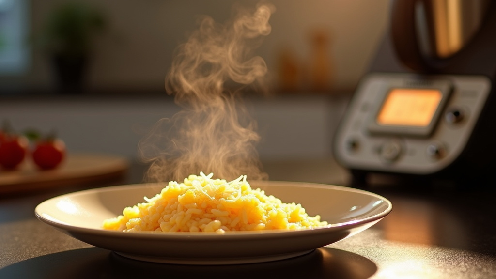 Risotto aux champignons servi dans une assiette élégante