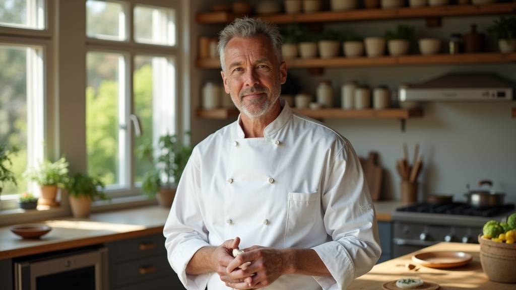Thierry Marx pratiquant le kendo dans les jardins de Tuileries